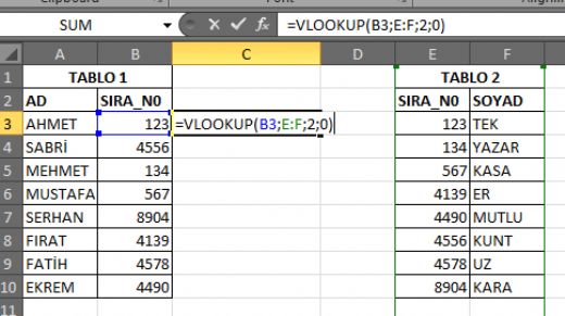 Excel Ara Formülü