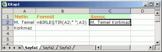 Excel Birletir Forml