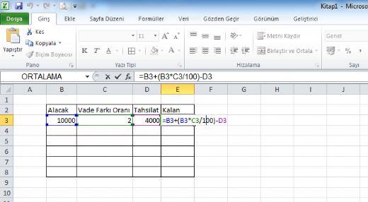 Excel Çarpma Formülü