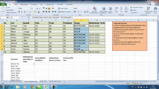 Excel Formlleri