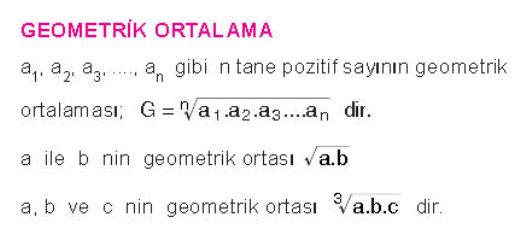 Geometrik Ortalama Formülü