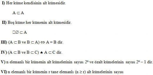 Kümeler Formülleri Nelerdir?