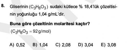 Molarite Formülü