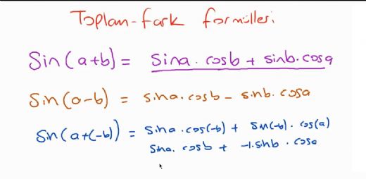 Trigonometri Toplam Fark Formlleri